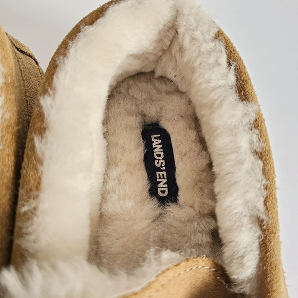 Lands\'End Men\'s Shearling Lined Suede Indoor Outdoor Moccasin Slippers Size 9D main image 6